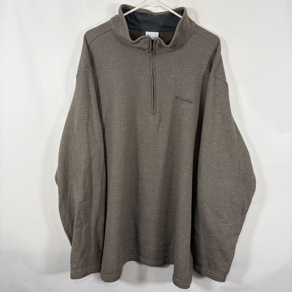 Columbia 1/4 Pullover Sweatshirt Mens Size 3XL Brown Fleece Lined Sweater
